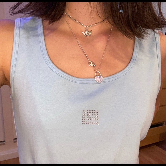 GUY LAROCHE DESIGNER BRAND BABY BLUE Y2K TANK TOP - Picture 4 of 4